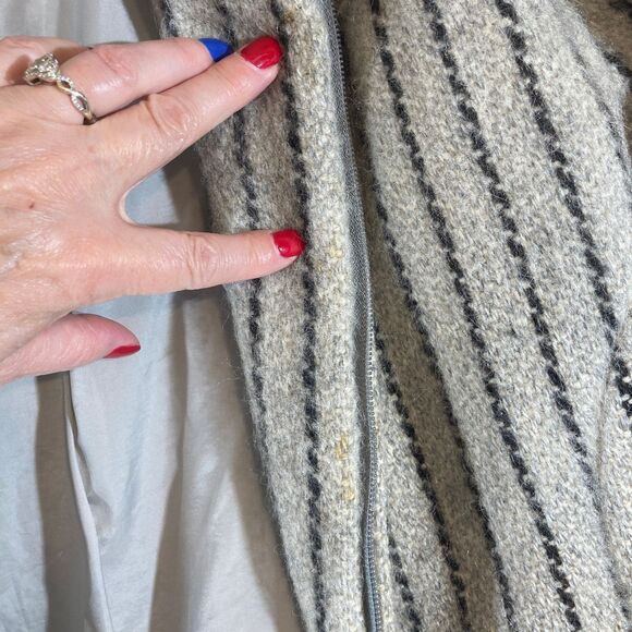 Samband of Iceland Wool Jacket Sz Large Vertical Stripe Zip Up Collar Vintage‎ - Picture 6 of 11